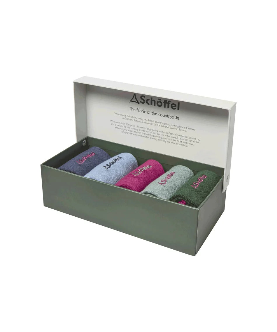 Schöffel, Ladies Bamboo Sock (Box Of 5) - (Logo Pink Mix)