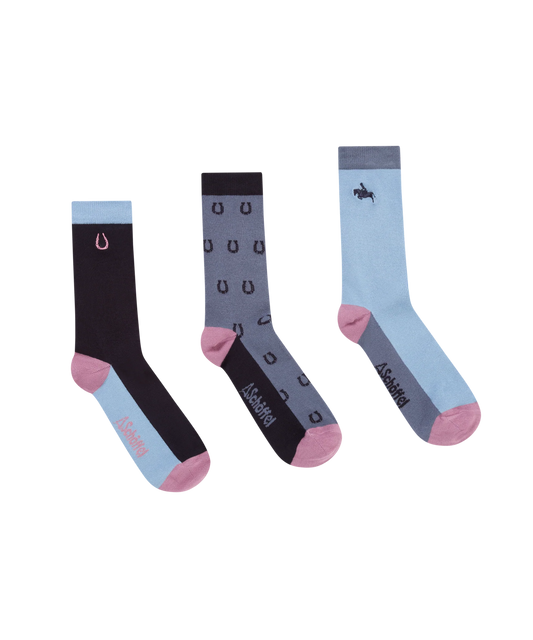 Schoffel Ladies Countrywear, the Women'S Bamboo Sock (Box Of 3) in Equestrian Mix