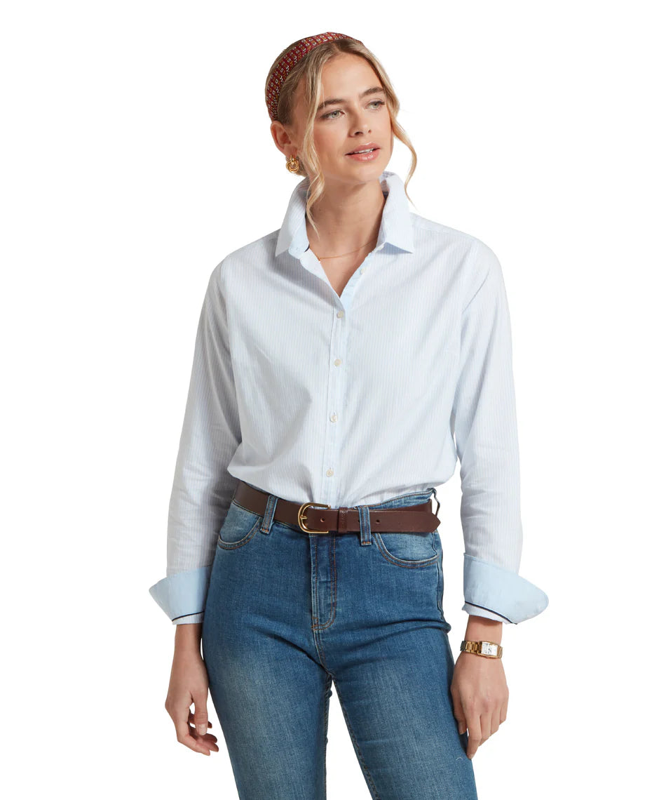 Schoffel Shirts , the Cley Soft Oxford Shirt (Pale Blue Stripe)