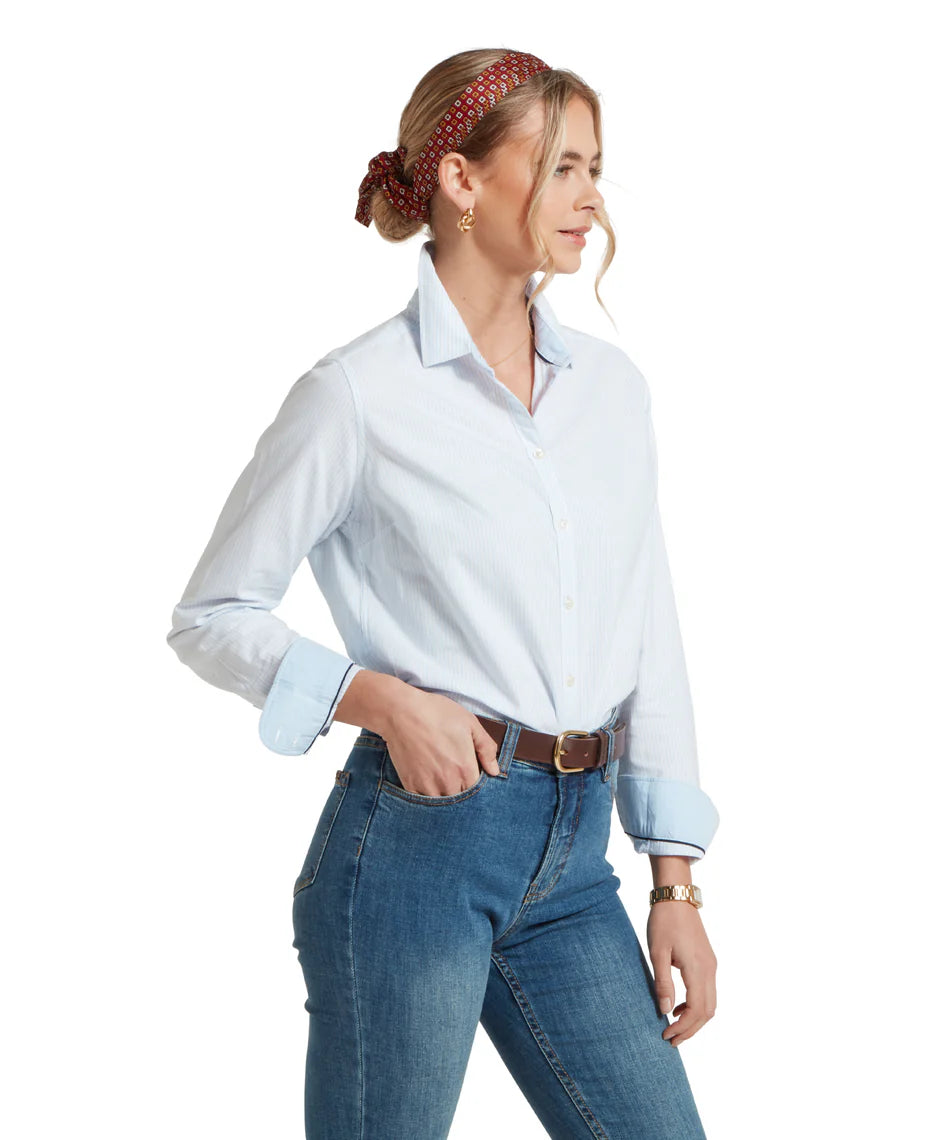 Schoffel Shirts , the Cley Soft Oxford Shirt (Pale Blue Stripe)