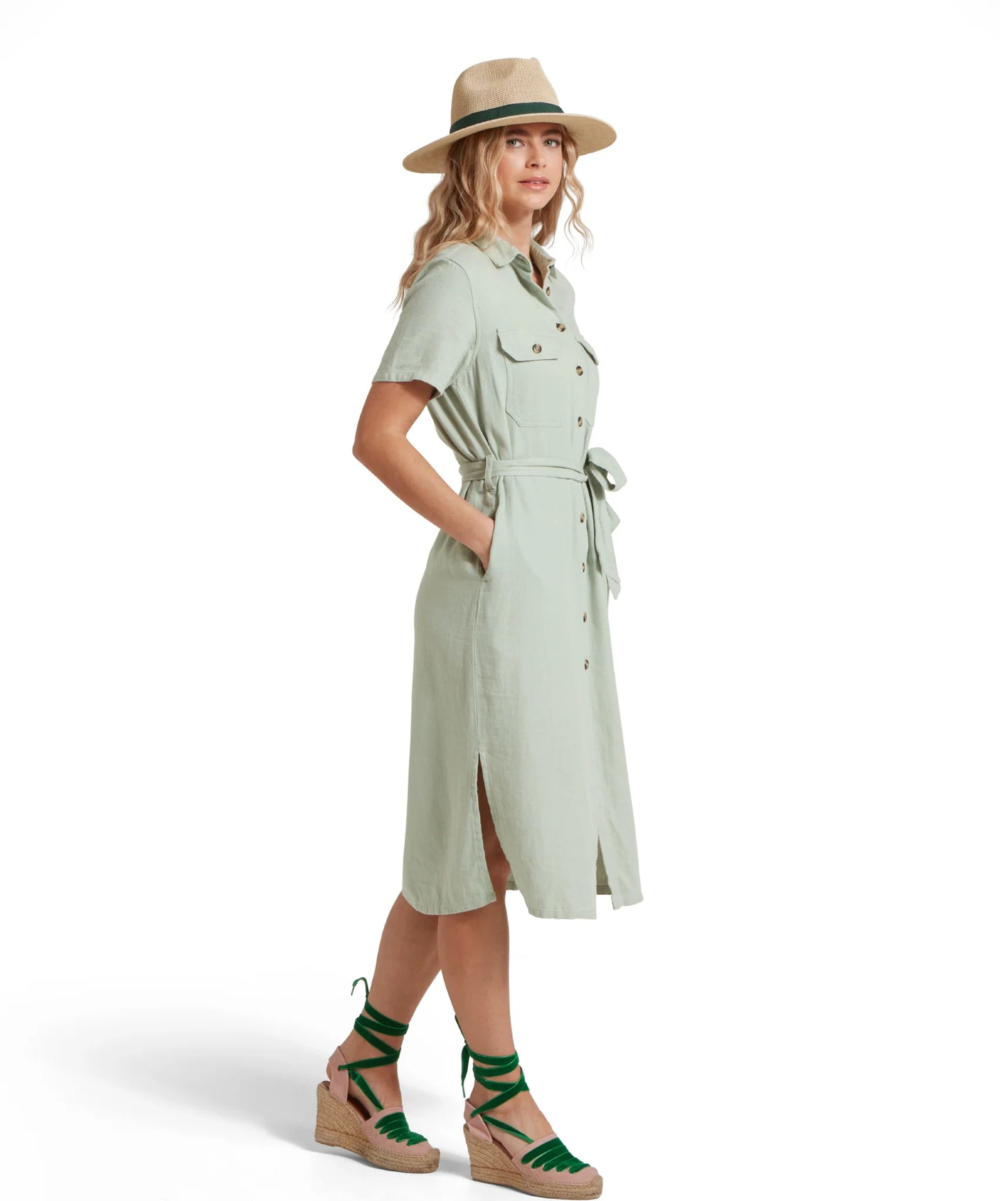 Schoffel Ladies, the Daisy Linen Dress in Aqua Grey