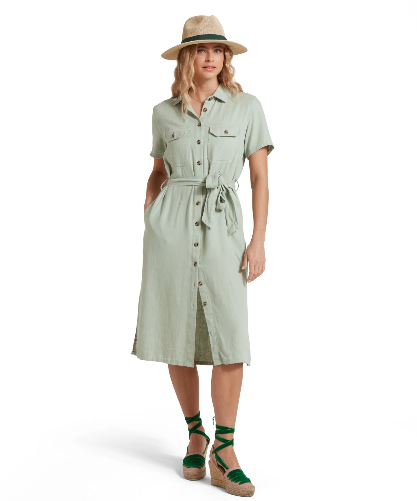 Schoffel Ladies, the Daisy Linen Dress in Aqua Grey