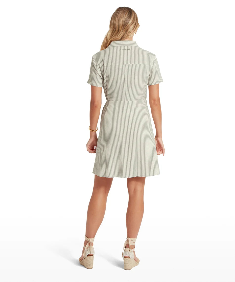 Schöffel Dress , the Fleur Linen Dress (Agave Green Stripe)