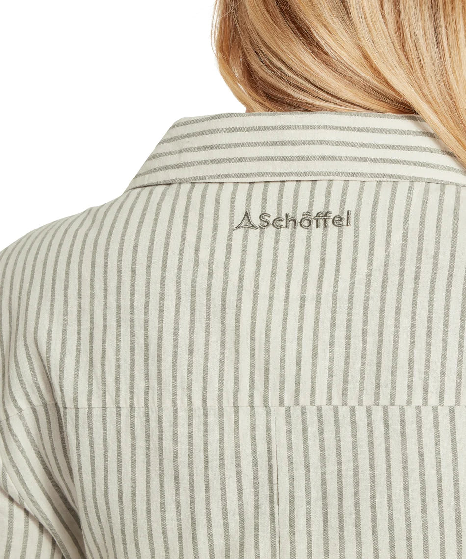 Schöffel Dress , the Fleur Linen Dress (Agave Green Stripe)
