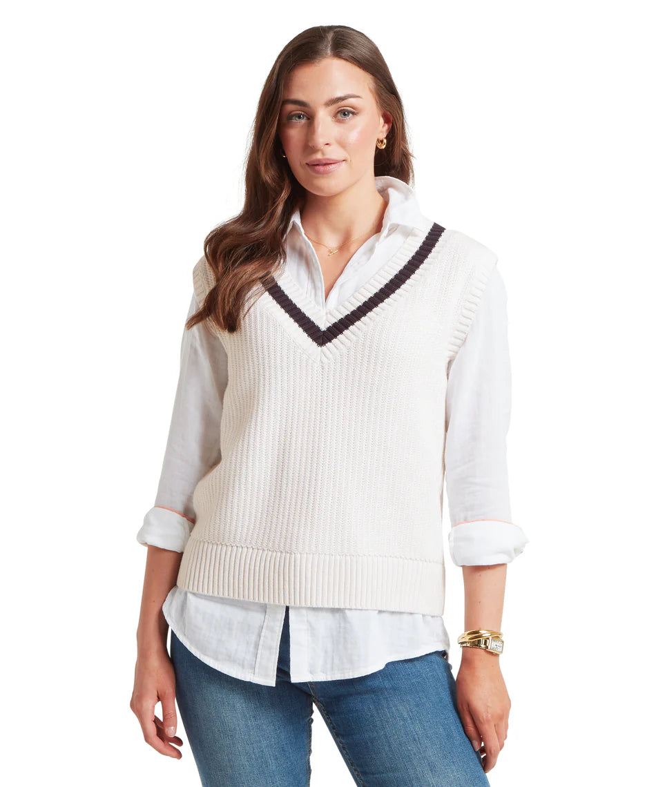 Schoffel Knitwear , the Hambledon Vest (Soft White/Navy)