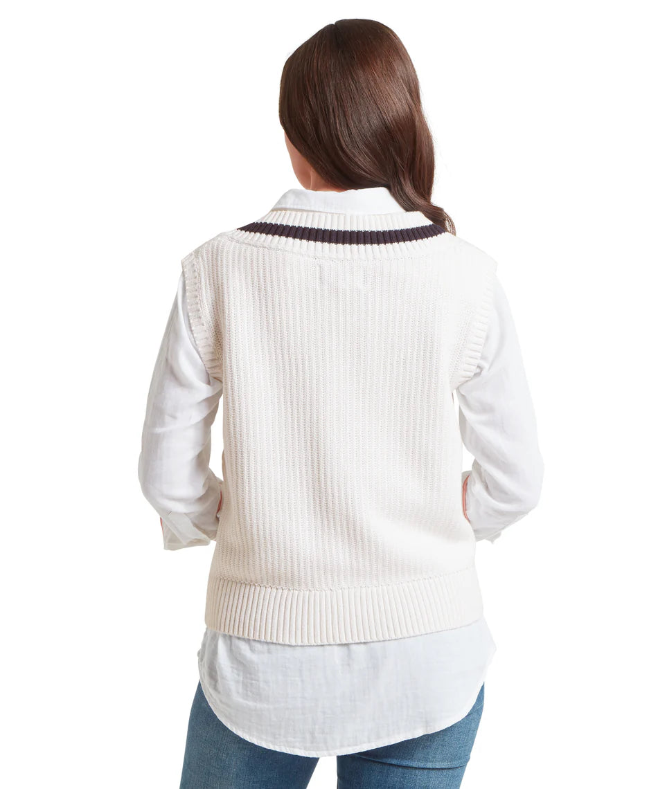 Schoffel Knitwear , the Hambledon Vest (Soft White/Navy)