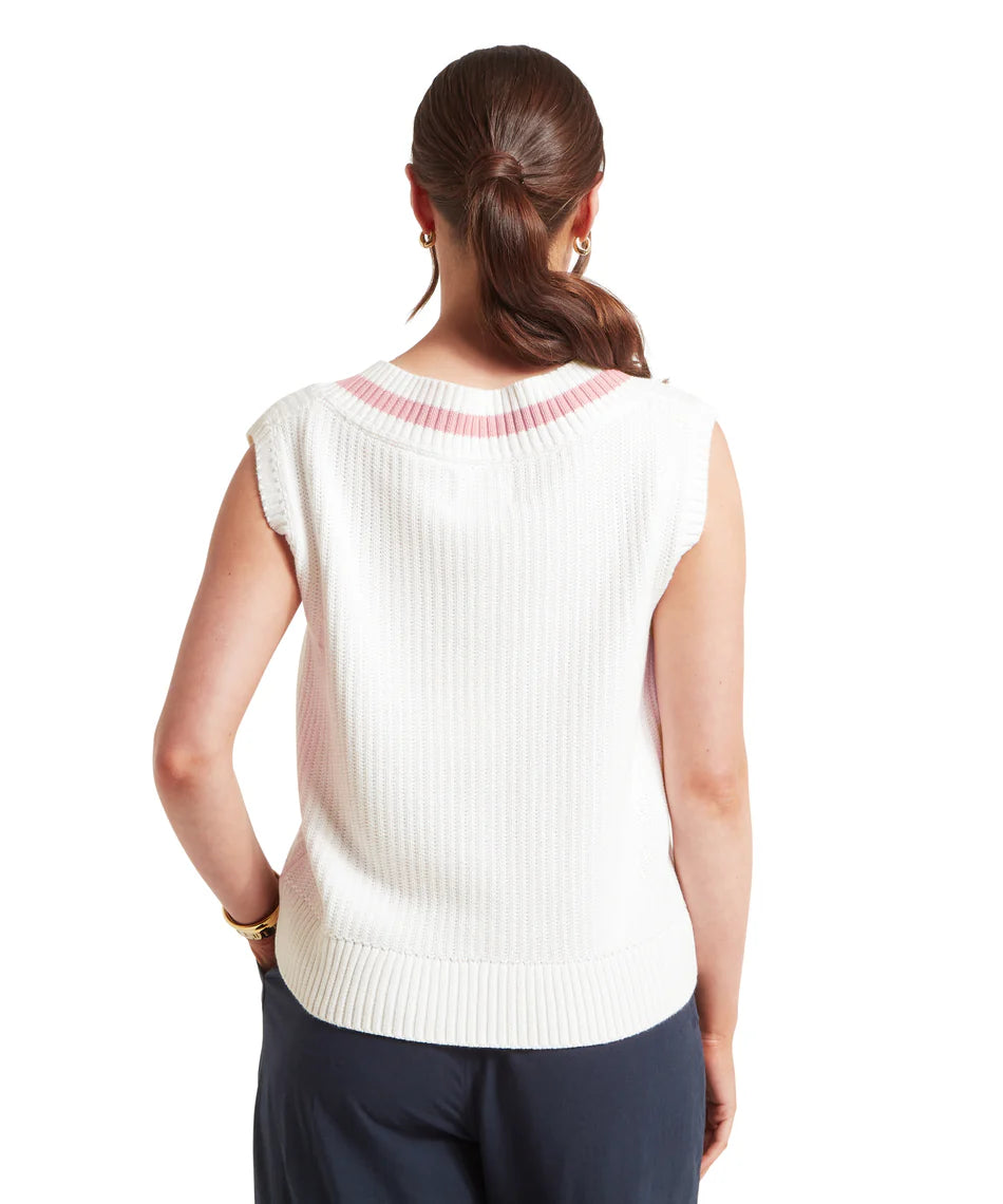 Schoffel Knitwear , the Hambledon Vest (Soft White/Blush)
