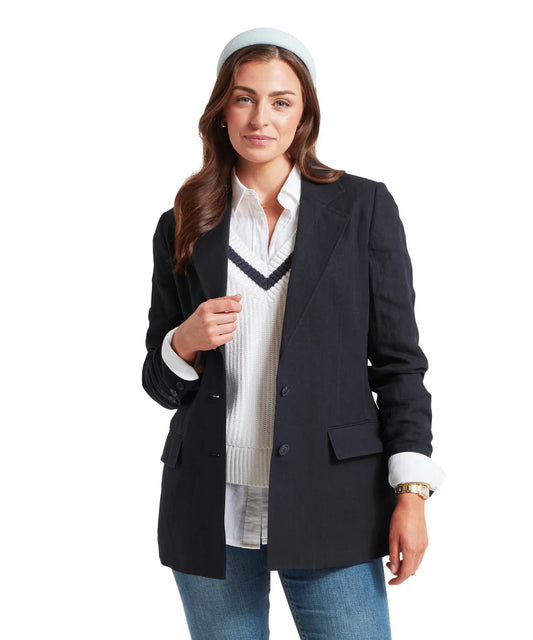 Schoffel Jackets & Coats , the Henley Linen Blazer (Navy)