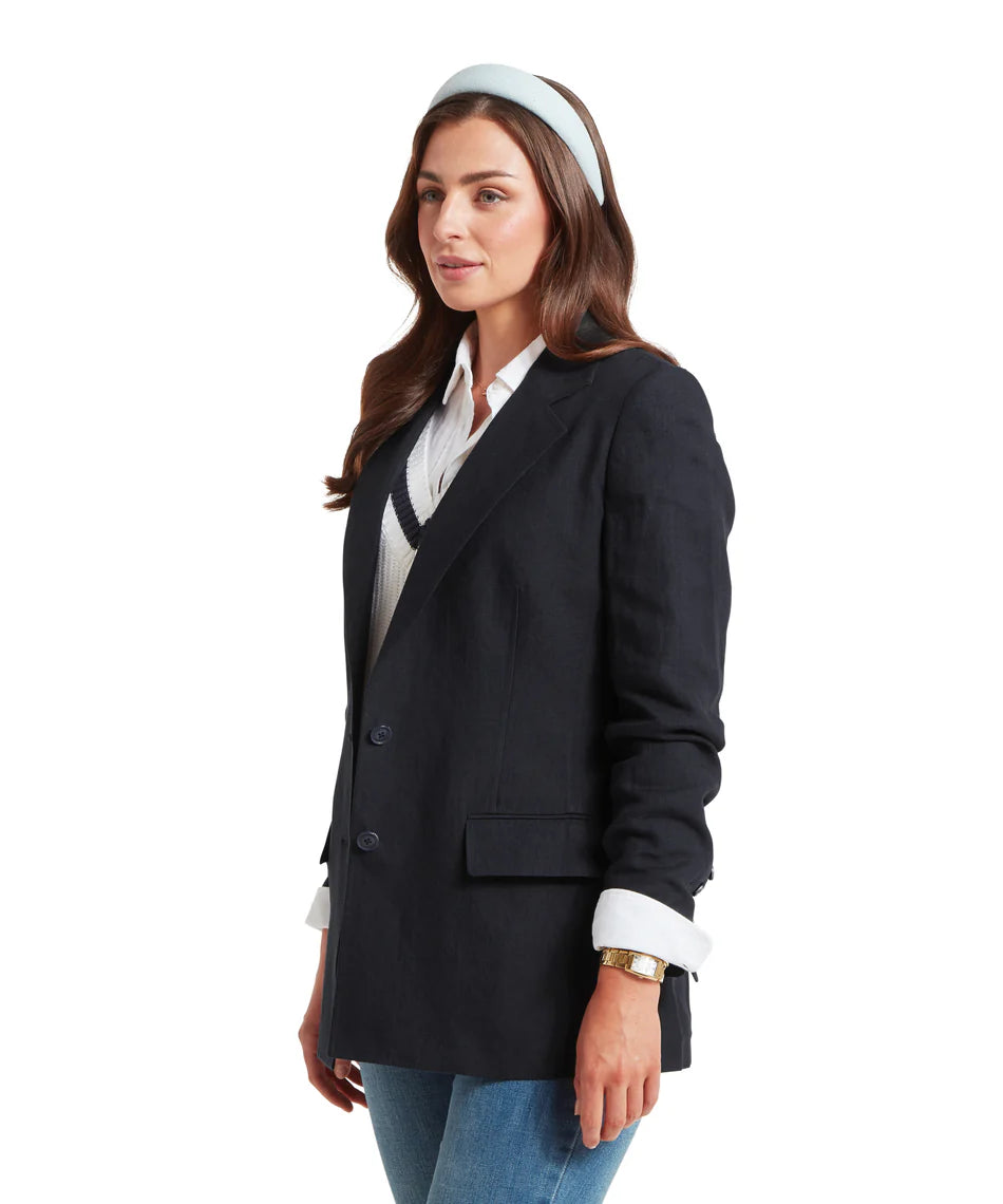Schoffel Jackets & Coats , the Henley Linen Blazer (Navy)