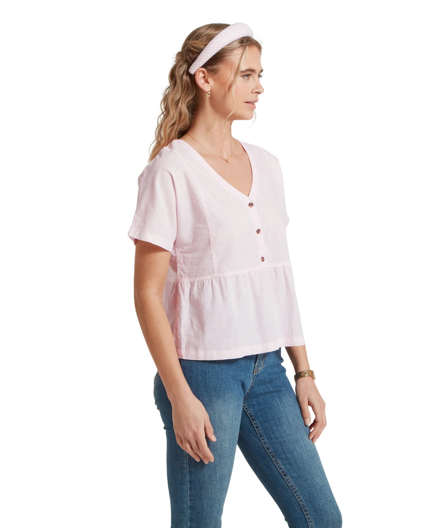 Schoffel Ladies, the Lavenham Linen Top in Pale Pink