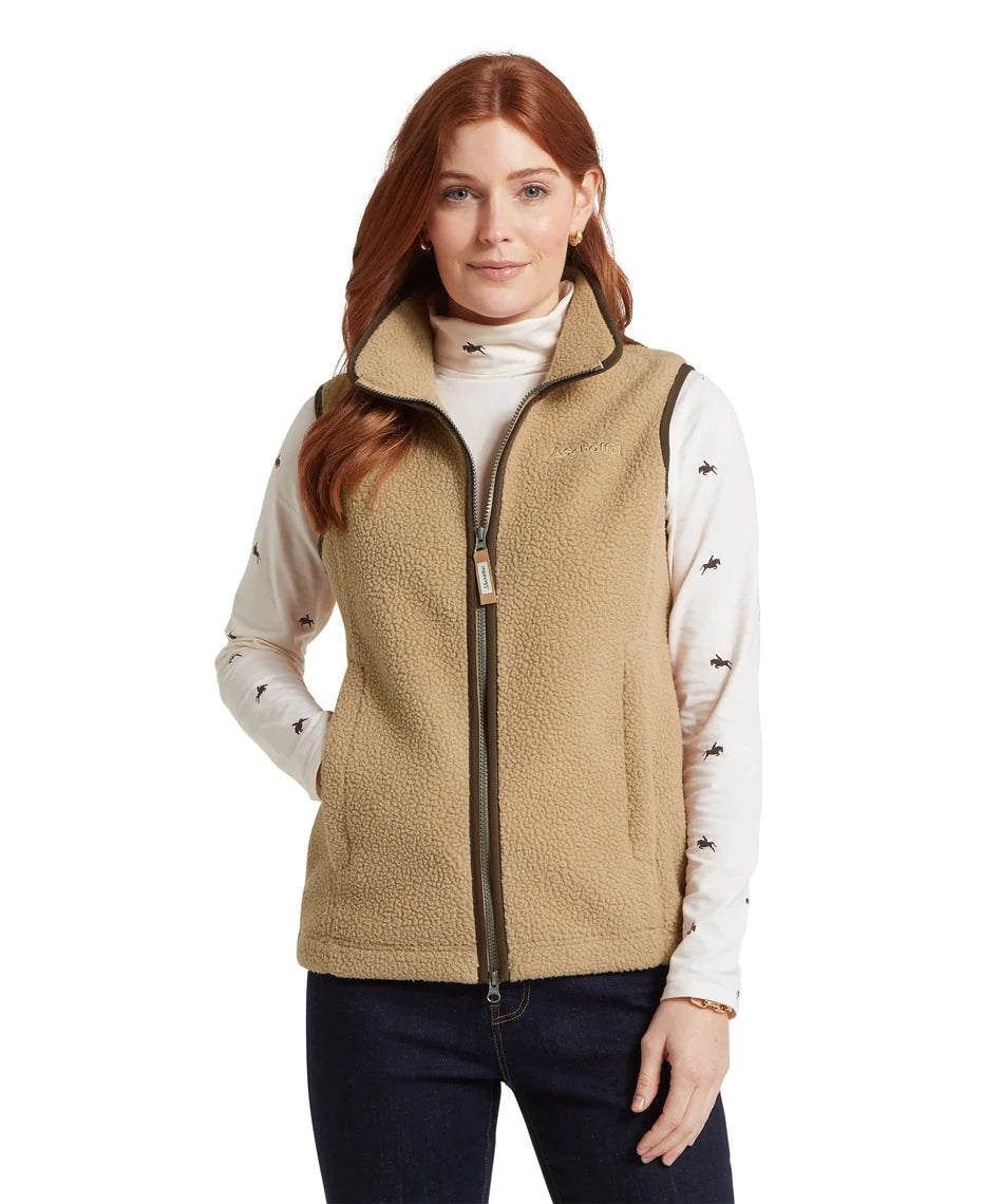 Schöffel Ladies Countrywear, the Lyndon Retro Fleece Gilet in Tan
