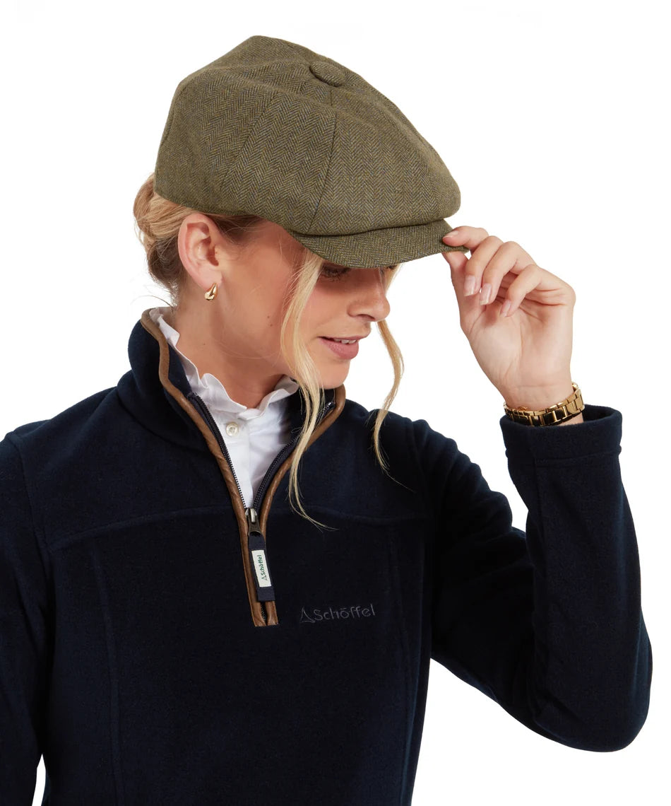 Schöffel, Ladies Newsboy Cap - (Loden Green Herringbone Tweed)
