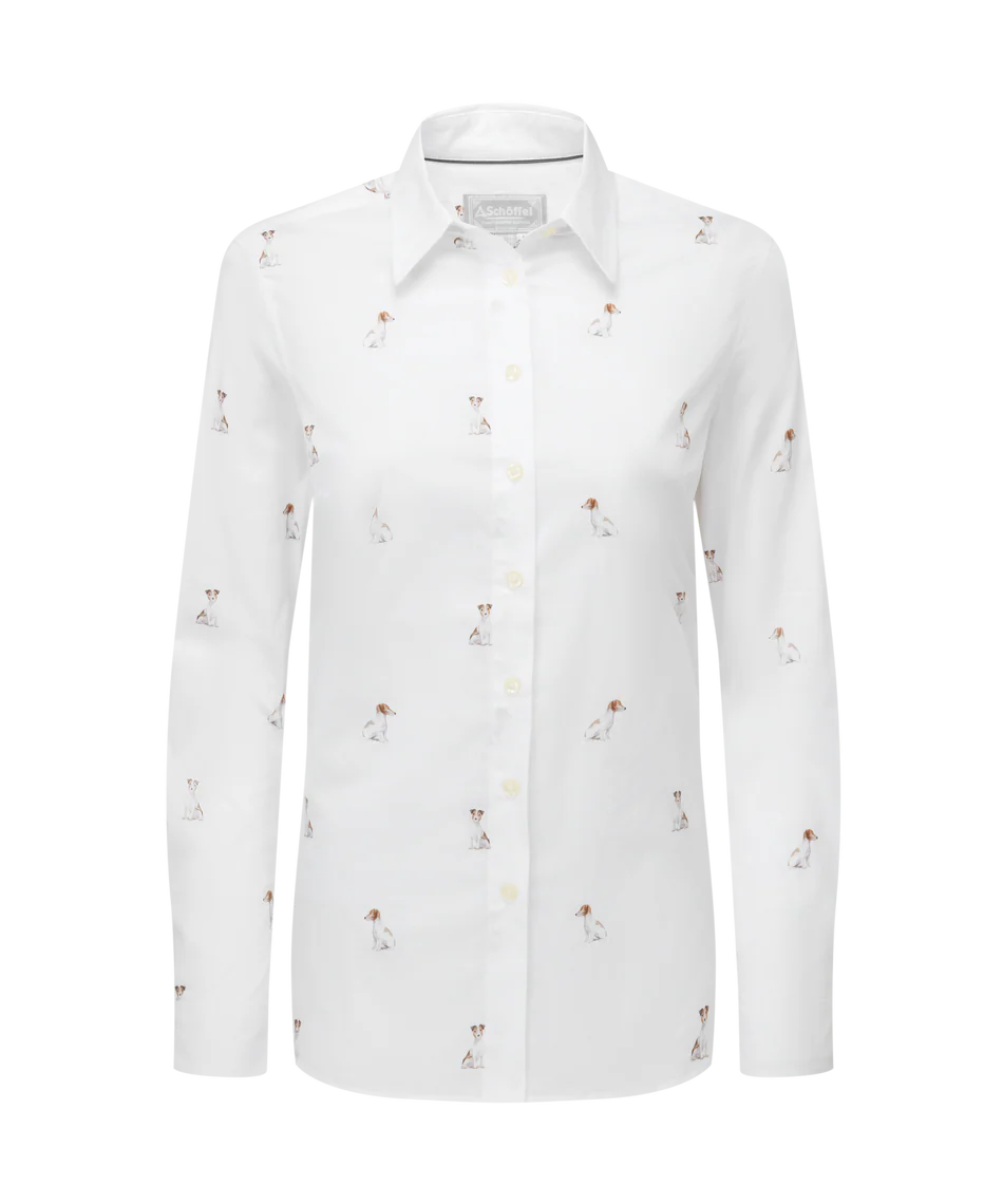 Schoffel Shirts , the Norfolk Shirt (Jack Russel Print)