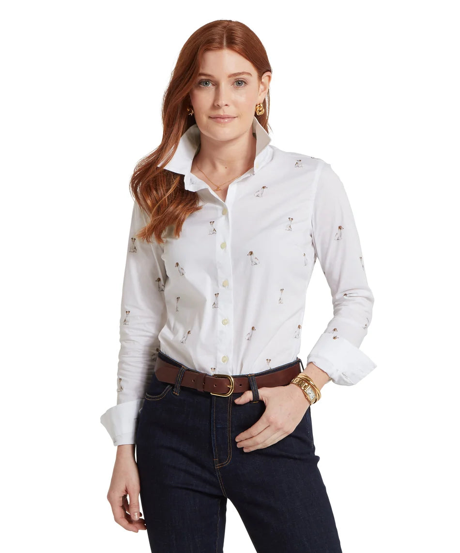 Schöffel Ladies Countrywear, the Norfolk Shirt in Jack Russel Print