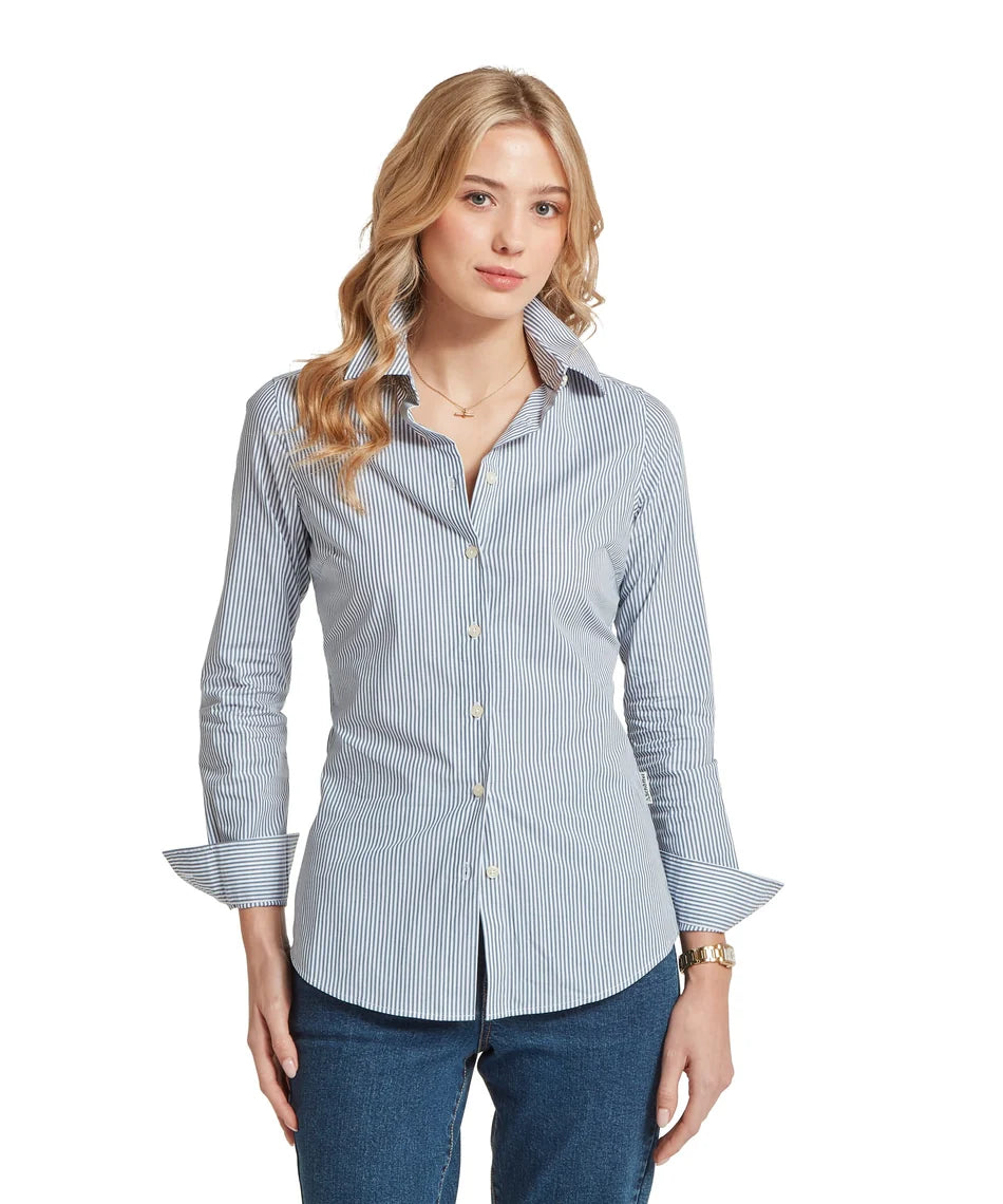 Schöffel, the Norfolk Shirt in Force Blue Stripe