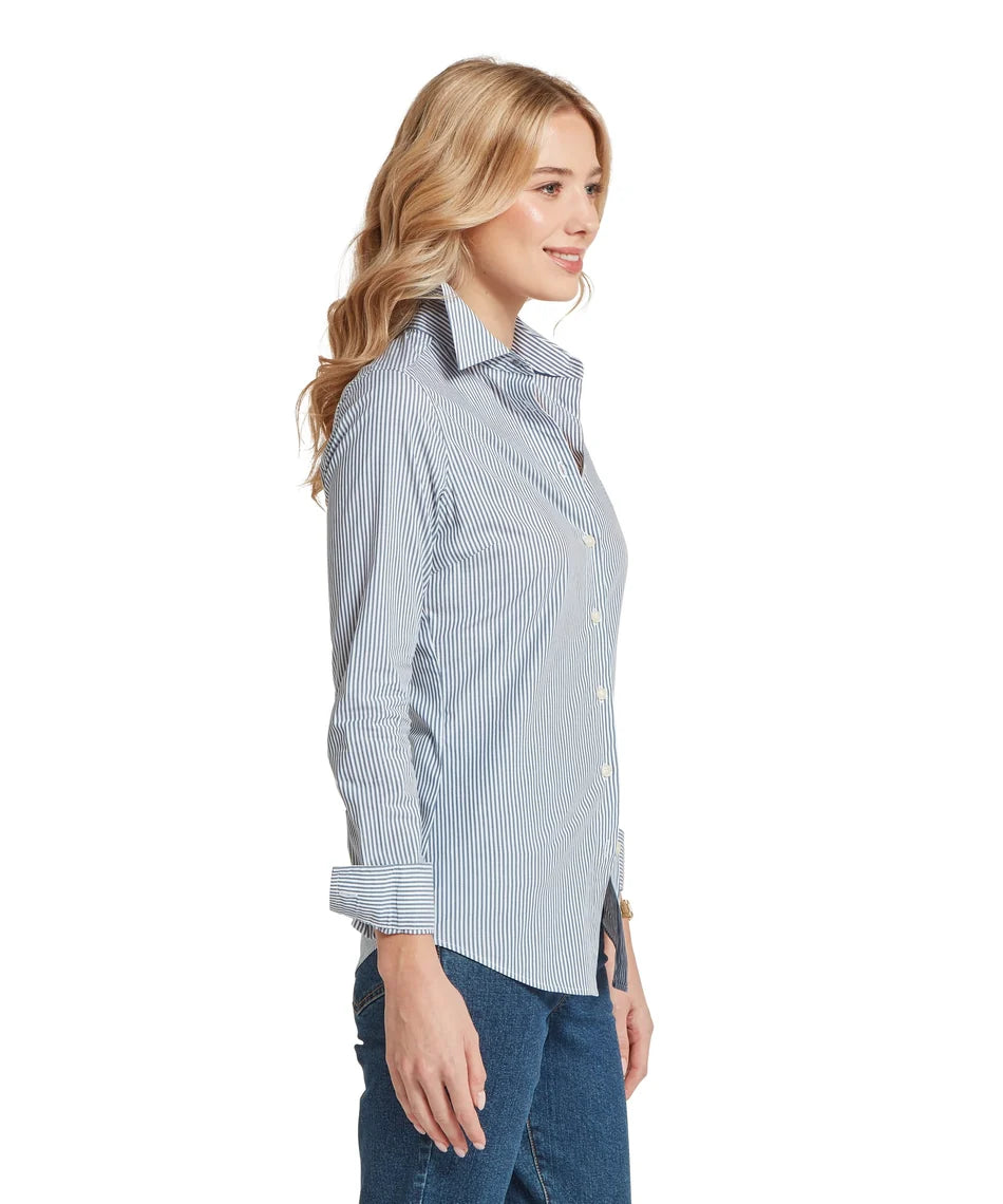 Schöffel, the Norfolk Shirt in Force Blue Stripe