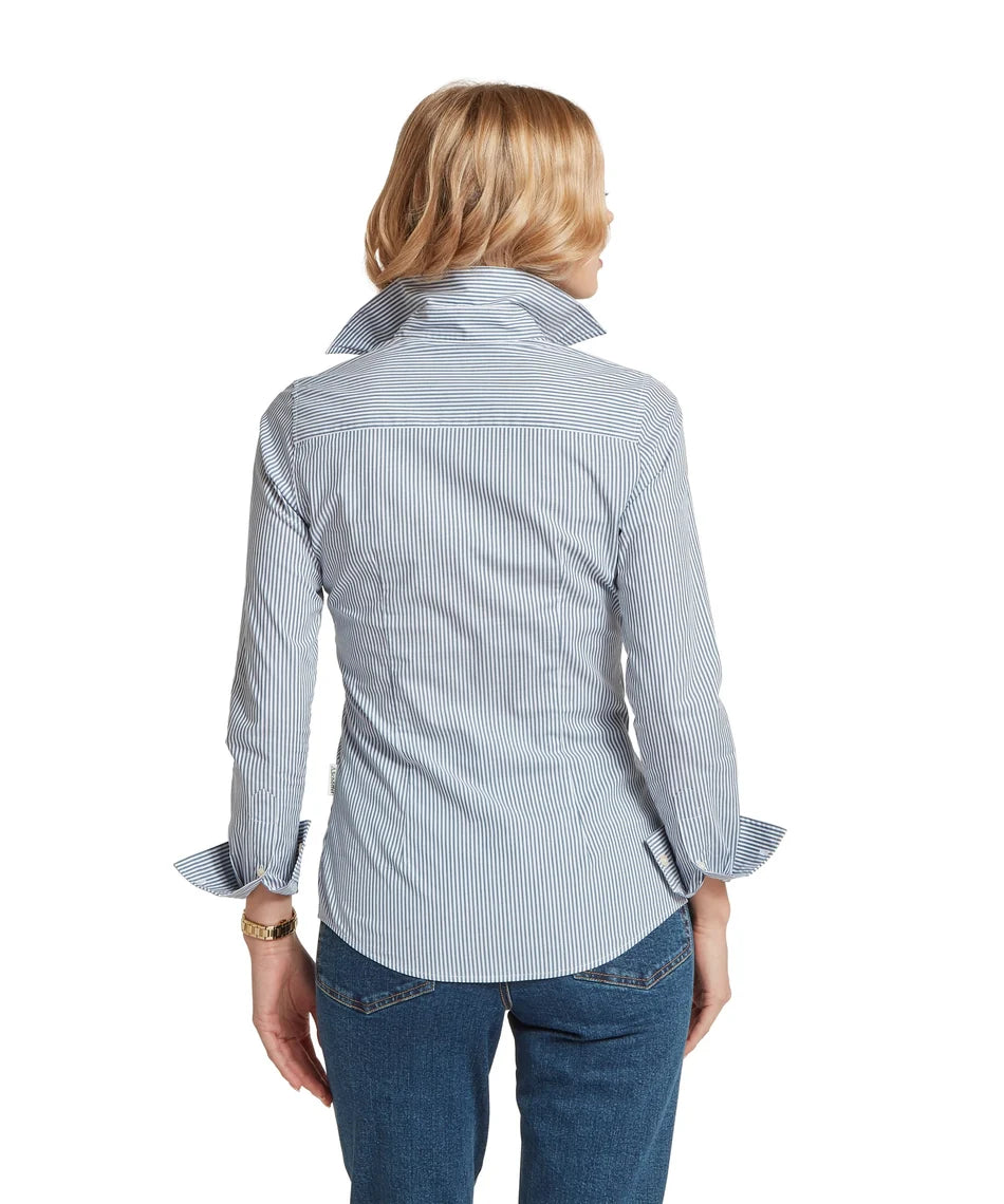 Schöffel, the Norfolk Shirt in Force Blue Stripe