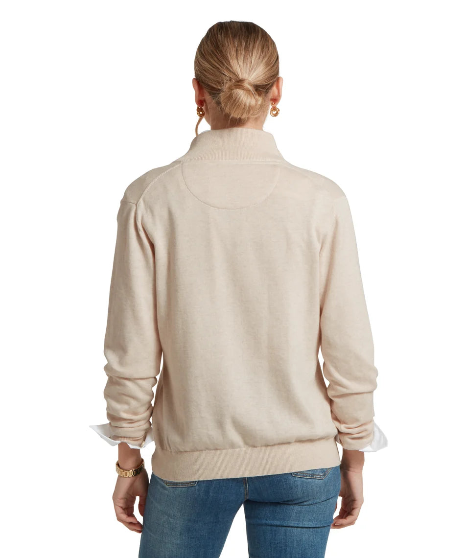 Schöffel Knitwear , the Polperro Pima Cotton 1/4 Zip (Oat)