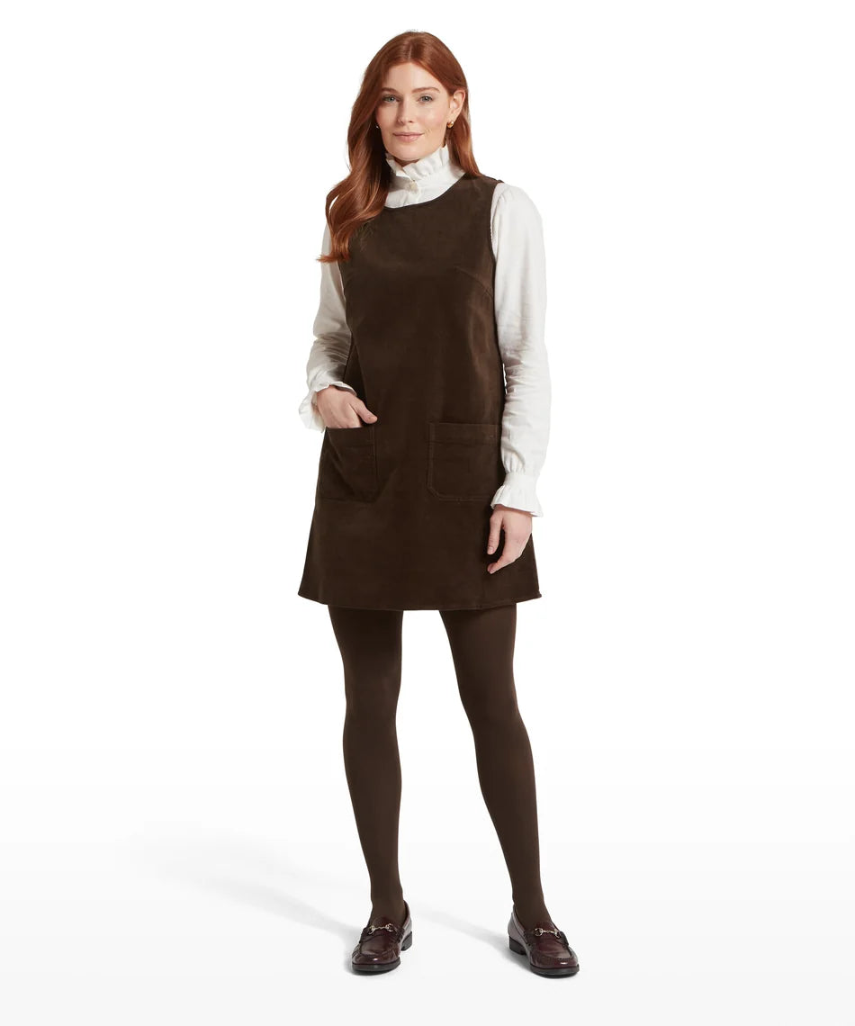 Schöffel Ladies Countrywear, the Sage Cord Pinafore Dress in Chocolate