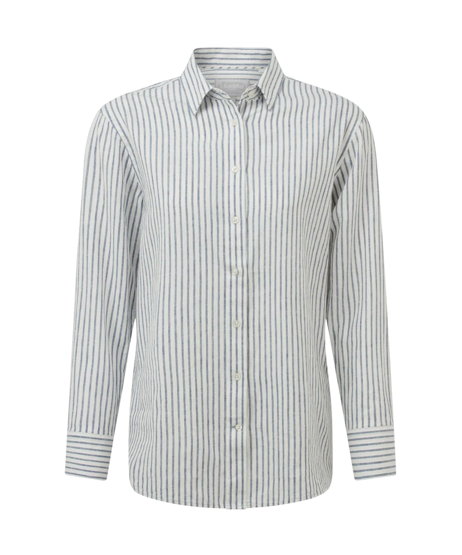 Schoffel Shirts , the Salthouse Linen Shirt (Blue Stripe)