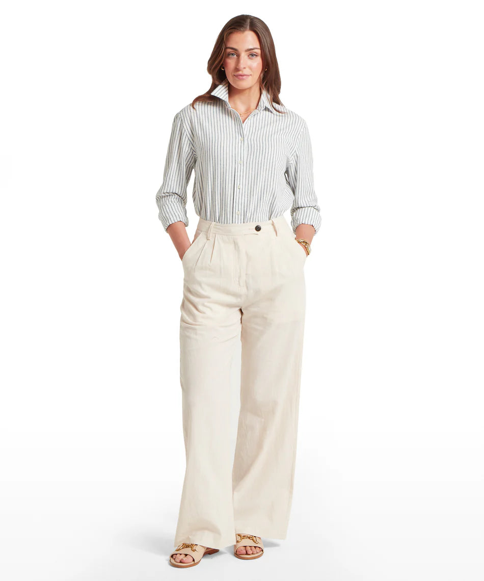 Schoffel Shirts , the Salthouse Linen Shirt (Blue Stripe)