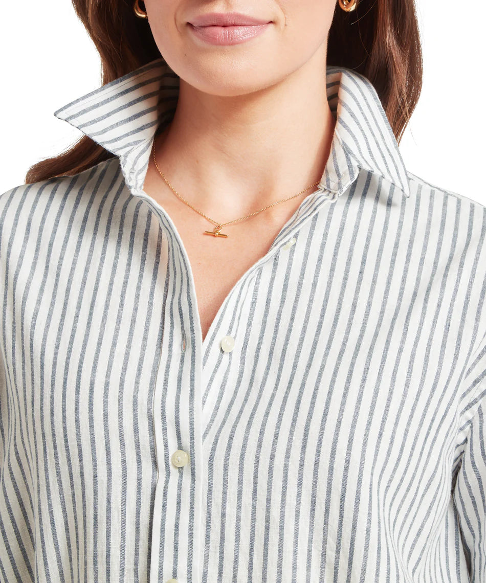 Schoffel Shirts , the Salthouse Linen Shirt (Blue Stripe)