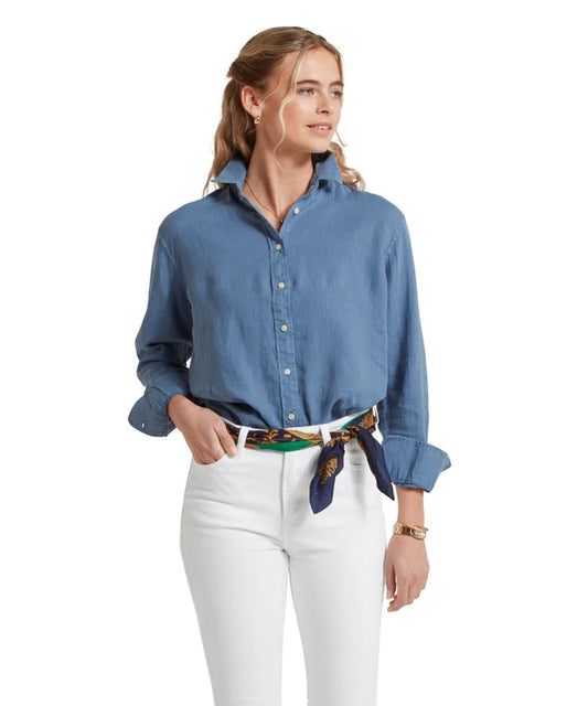 Schöffel Ladies, the Salthouse Linen Shirt in French Navy