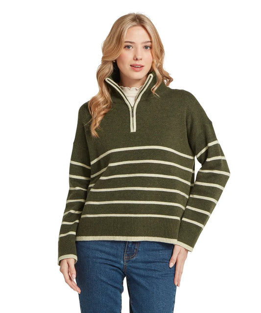 Schöffel, the Sandsend 1/4 Jumper in Loden/Oatmeal