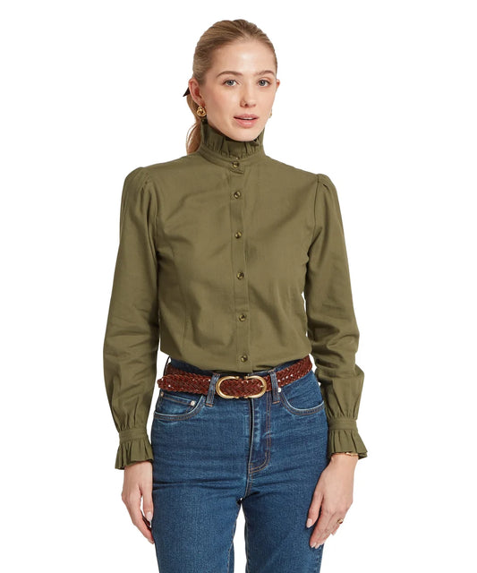 Schöffel, the Sheringham Shirt in Dark Khaki Green