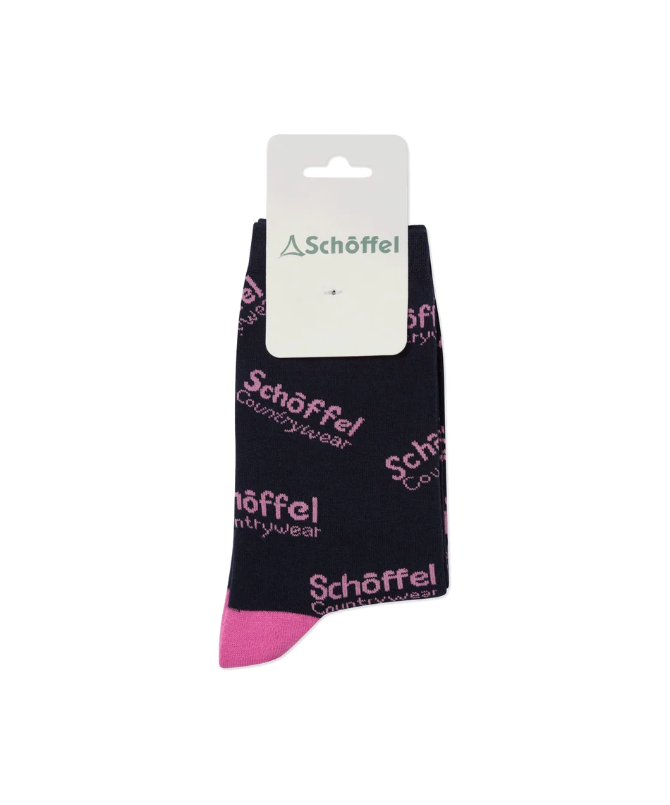 Schöffel, Ladies Single Cotton Sock - (Pink Countrywear Logo)