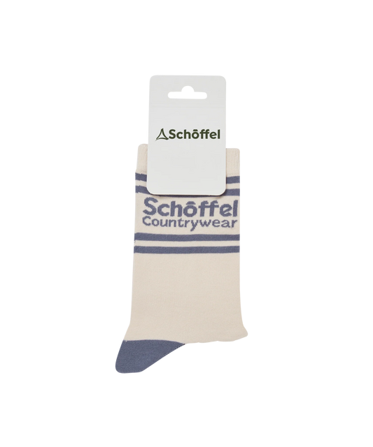Schoffel Ladies Countrywear, the Women'S Single Cotton Sock in Pale Stone Retro