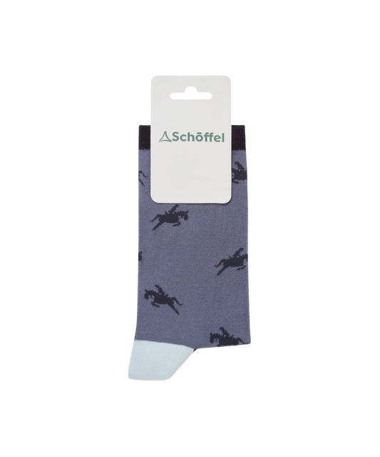 Schoffel Ladies Countrywear, the Women'S Single Cotton Sock in Navy Horse