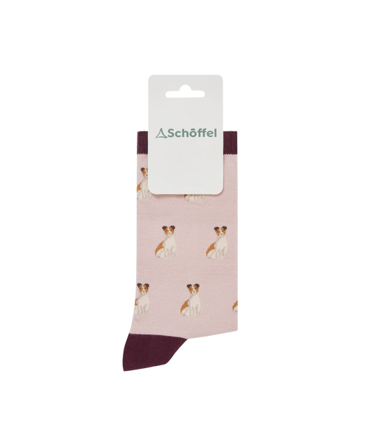 Schoffel Ladies Countrywear, the Women'S Single Cotton Sock in Jack Russel Print