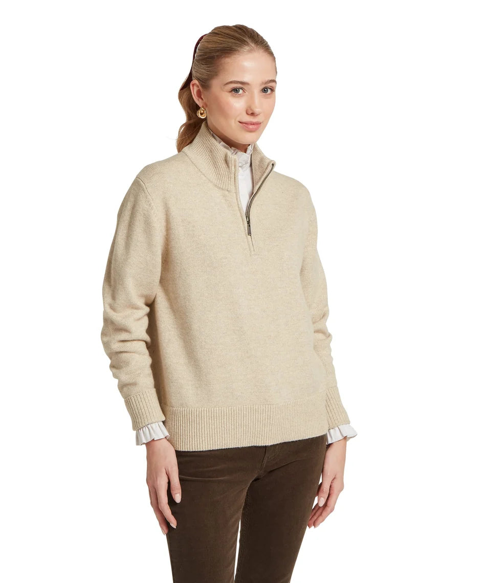 Schöffel, the Thoralby 1/4 Zip Jumper in Oatmeal
