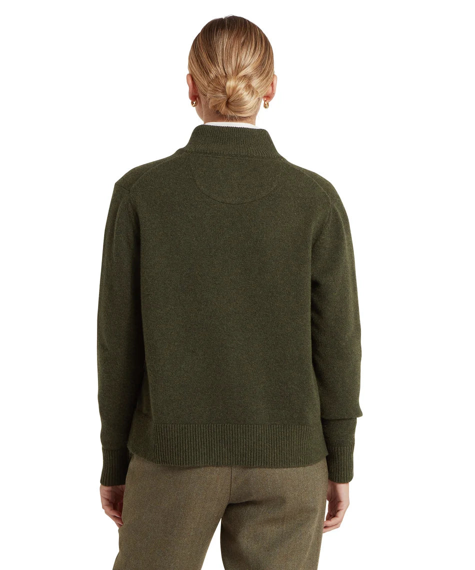 Schöffel Ladies Countrywear, the Thoralby 1/4 Zip Jumper in Loden