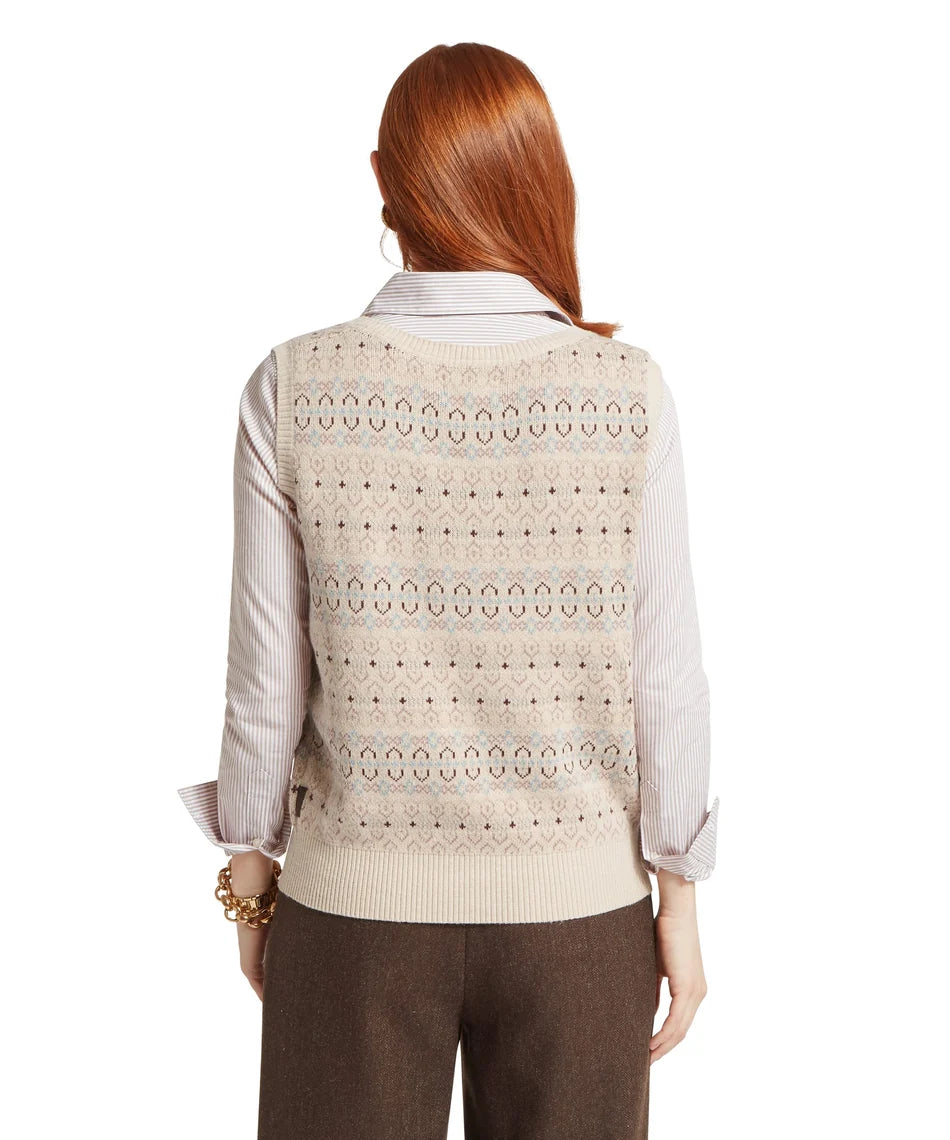 Schöffel, the Tresness Fairisle Vest in Port/Lake Blue