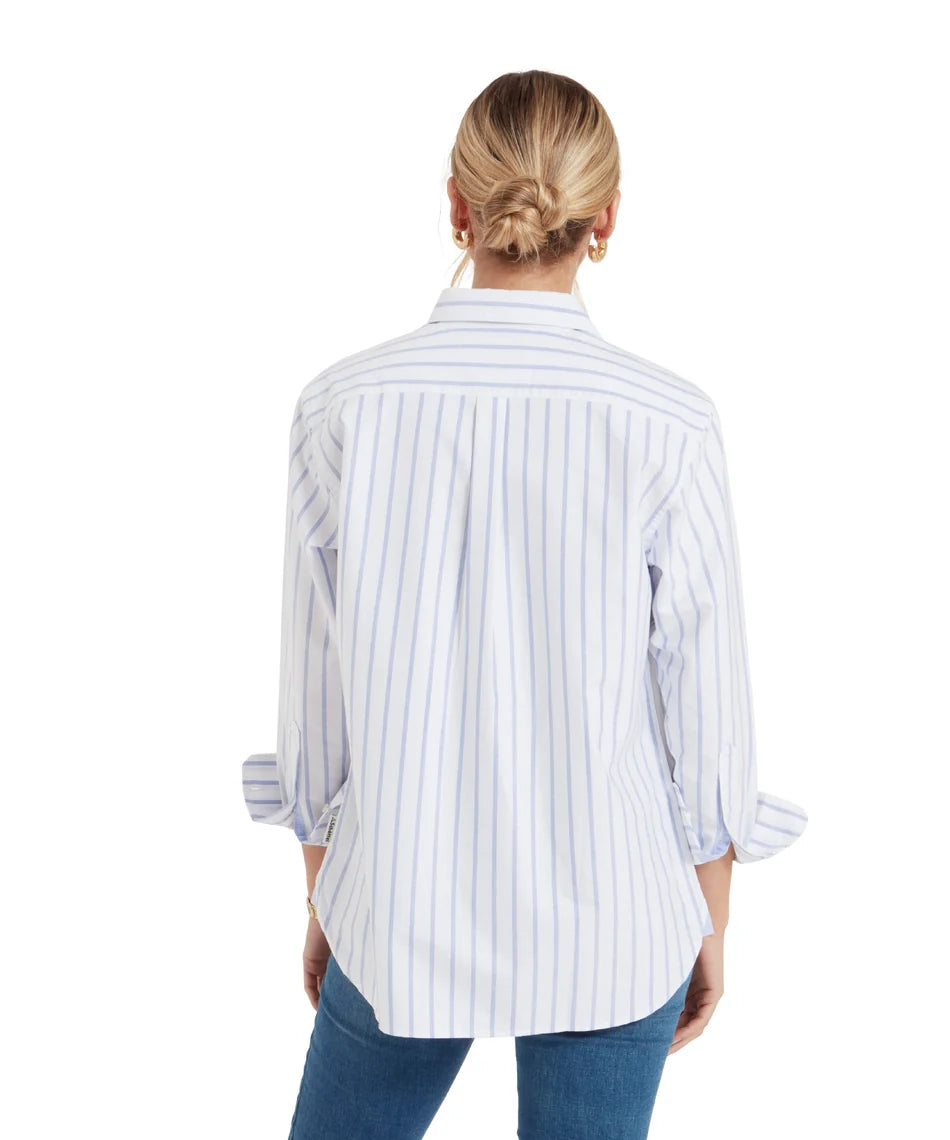 Schöffel Ladies, the Walberswick Oxford Shirt in Blue Stripe