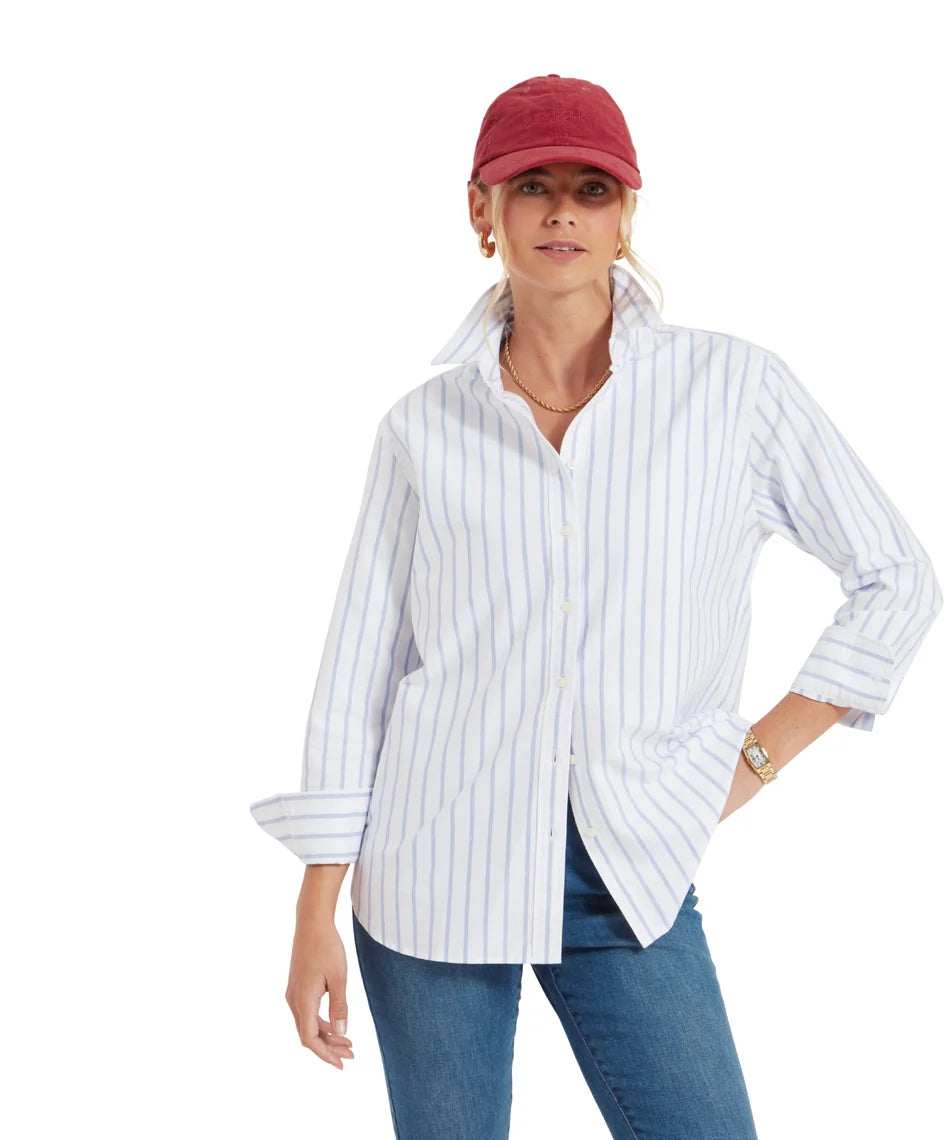 Schöffel Ladies, the Walberswick Oxford Shirt in Blue Stripe