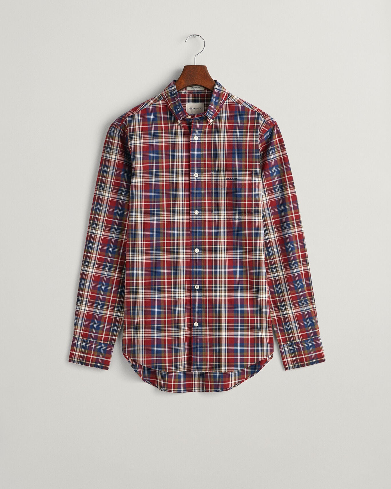 Gant, The Regular Fit Poplin Medium Check Shirt -Plumped Red