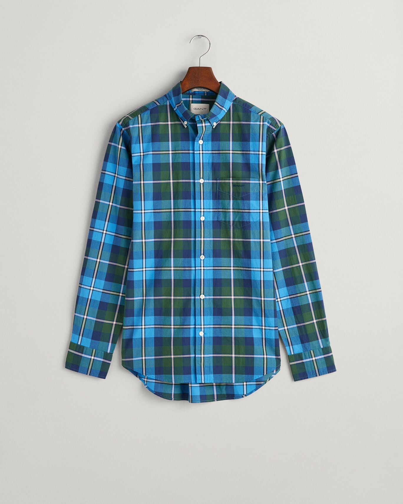 Gant, The Regular Fit Poplin Large Check Shirt - Forest Green