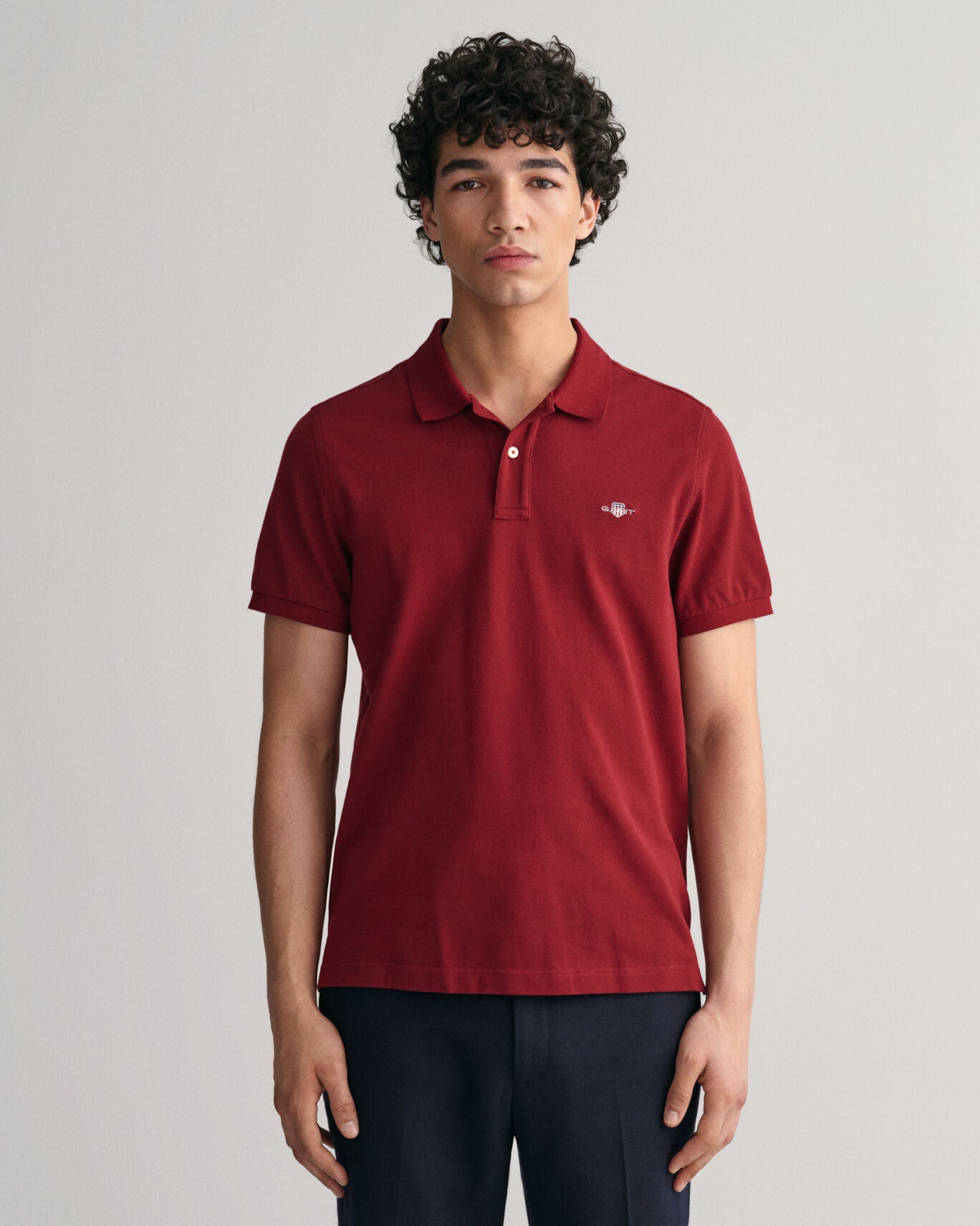 Gant, The Regular Fit Shield Ss Pique Polo -Plumped Red