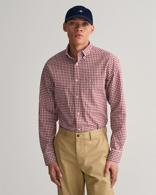 Gant, The Regular Fit Poplin Gingham Shirt -Plumped Red