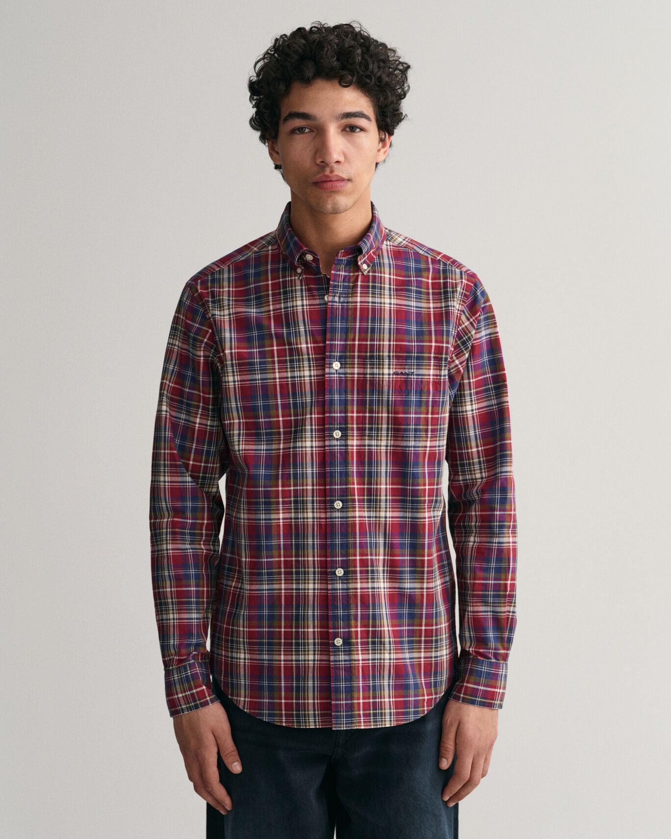 Gant, The Regular Fit Poplin Medium Check Shirt -Plumped Red