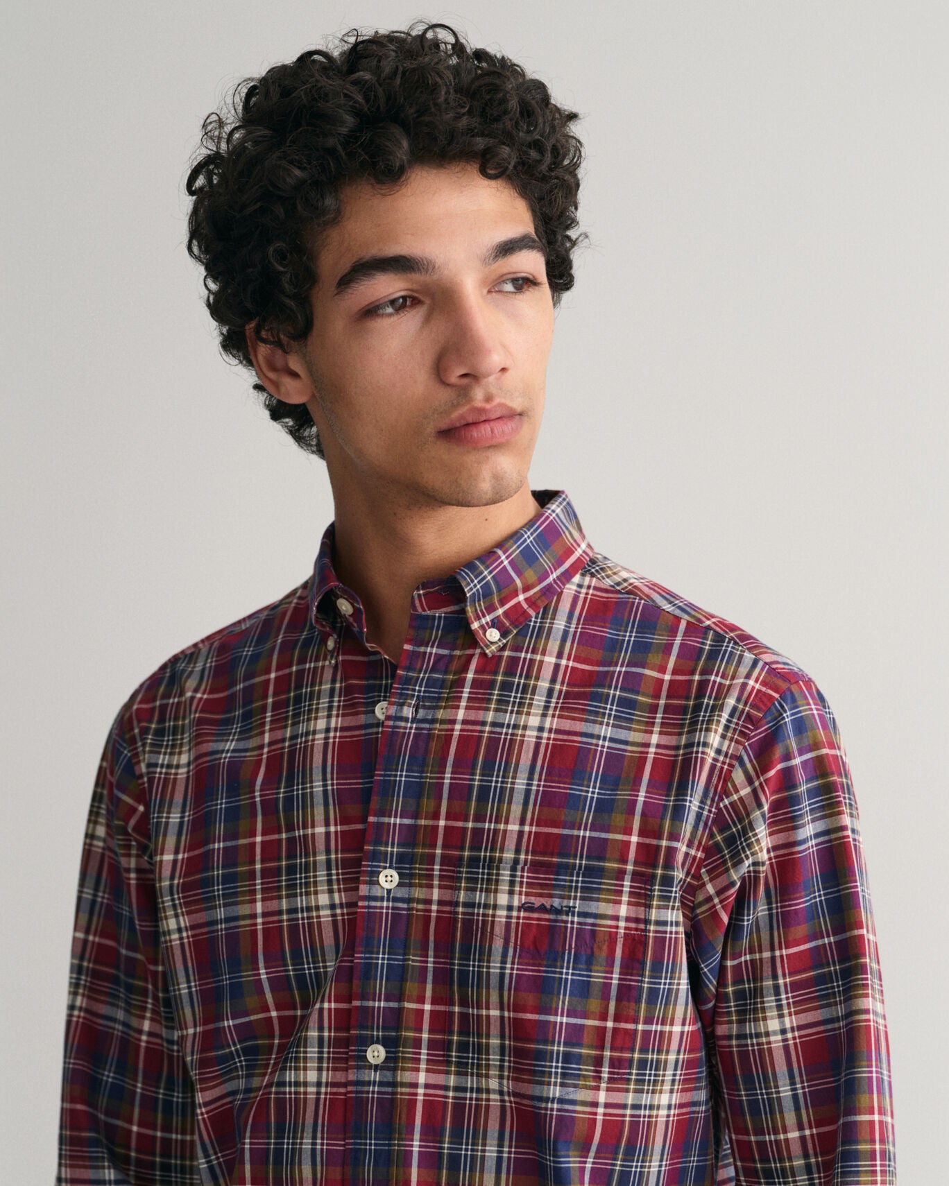 Gant, The Regular Fit Poplin Medium Check Shirt -Plumped Red