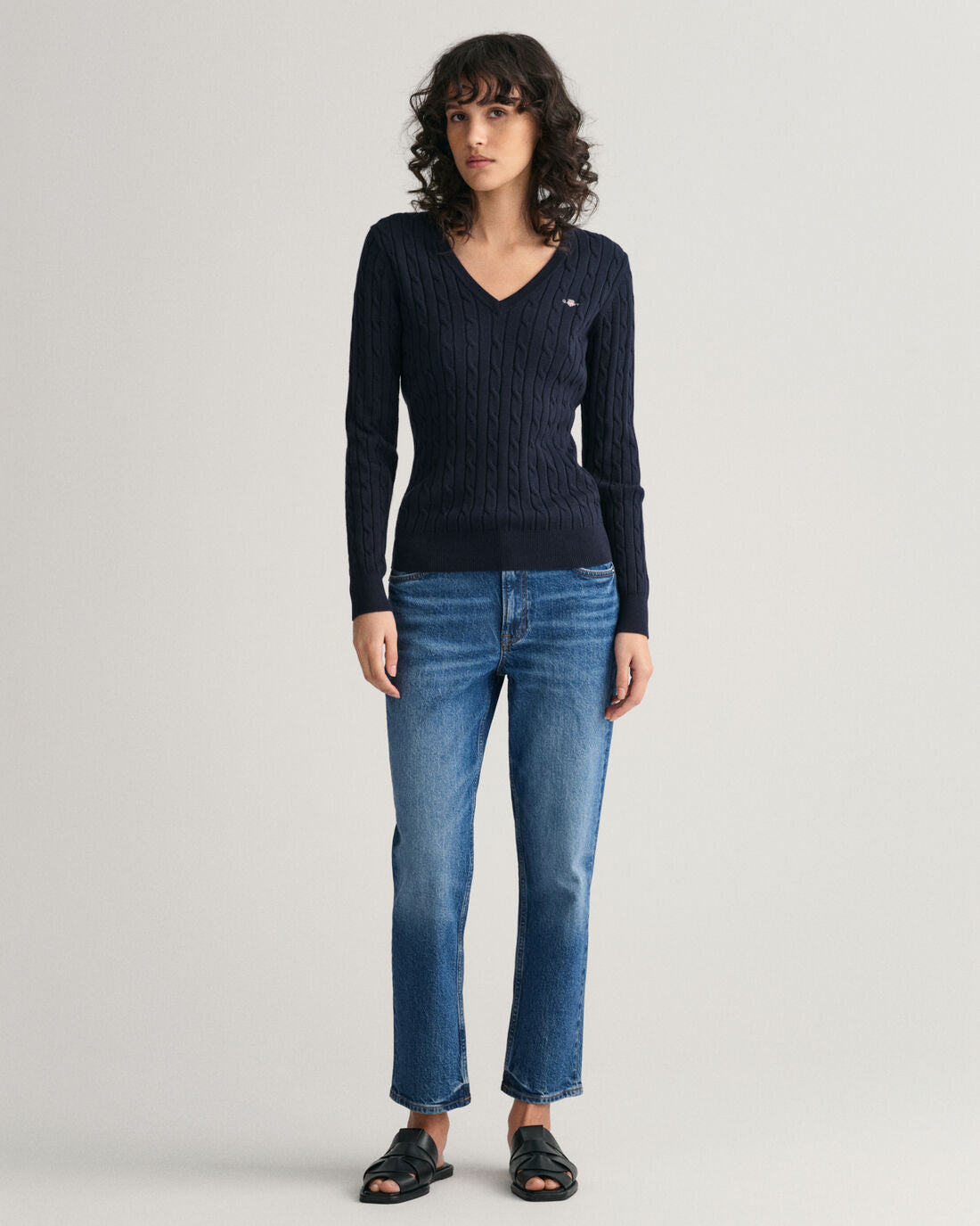 Gant, the Stretch Cotton Cable V-Neck
