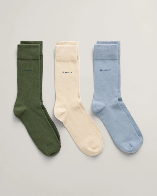 Gant Soft Cotton Socks 3-Pack (Dusty Blue Sea)