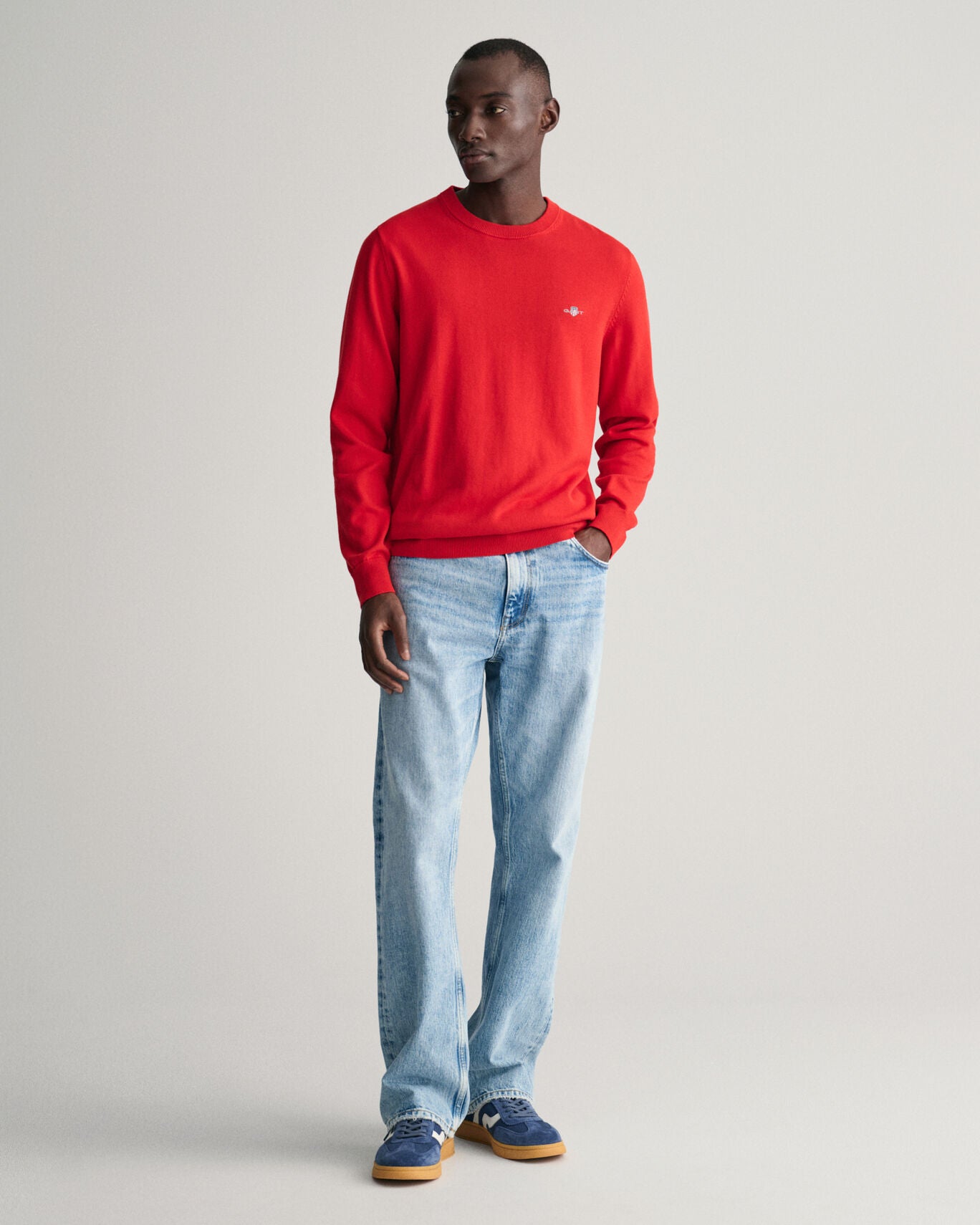 Gant Classic Cotton Crew Neck Jumper (Ruby Red)