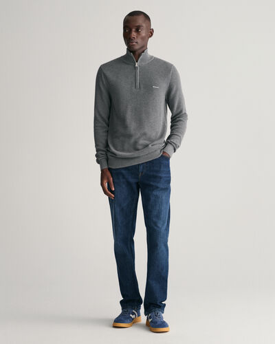 Gant Cotton Pique Halfzip (Dark Grey Melange)