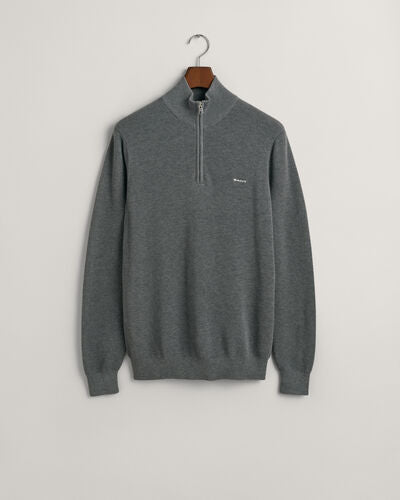 Gant Cotton Pique Halfzip (Dark Grey Melange)