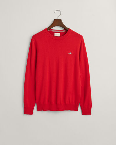 Gant Classic Cotton Crew Neck Jumper (Ruby Red)